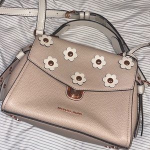 Blush and daisy embroidered Michael’s kors satchel bag with strap